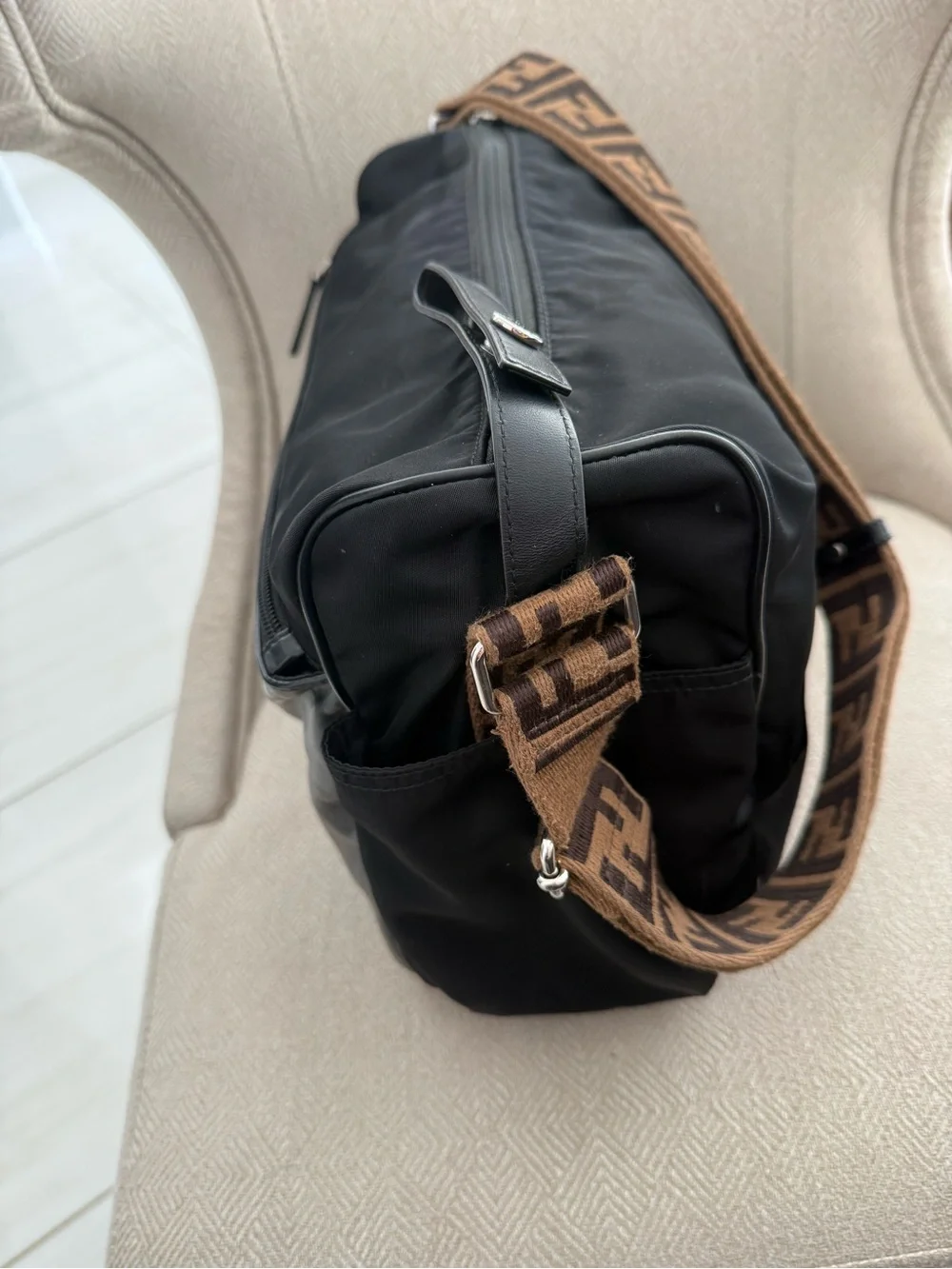 Fendi Black Leather and Nylon Changing Bag